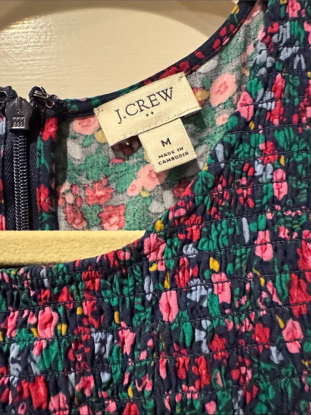 J. Crew Factory Navy Maxi Dress with Pink & Teal Floral Print